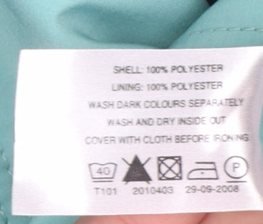 EWM Women’s Green Hooded Rain Coat Size 14 Waterproof Mid-Length