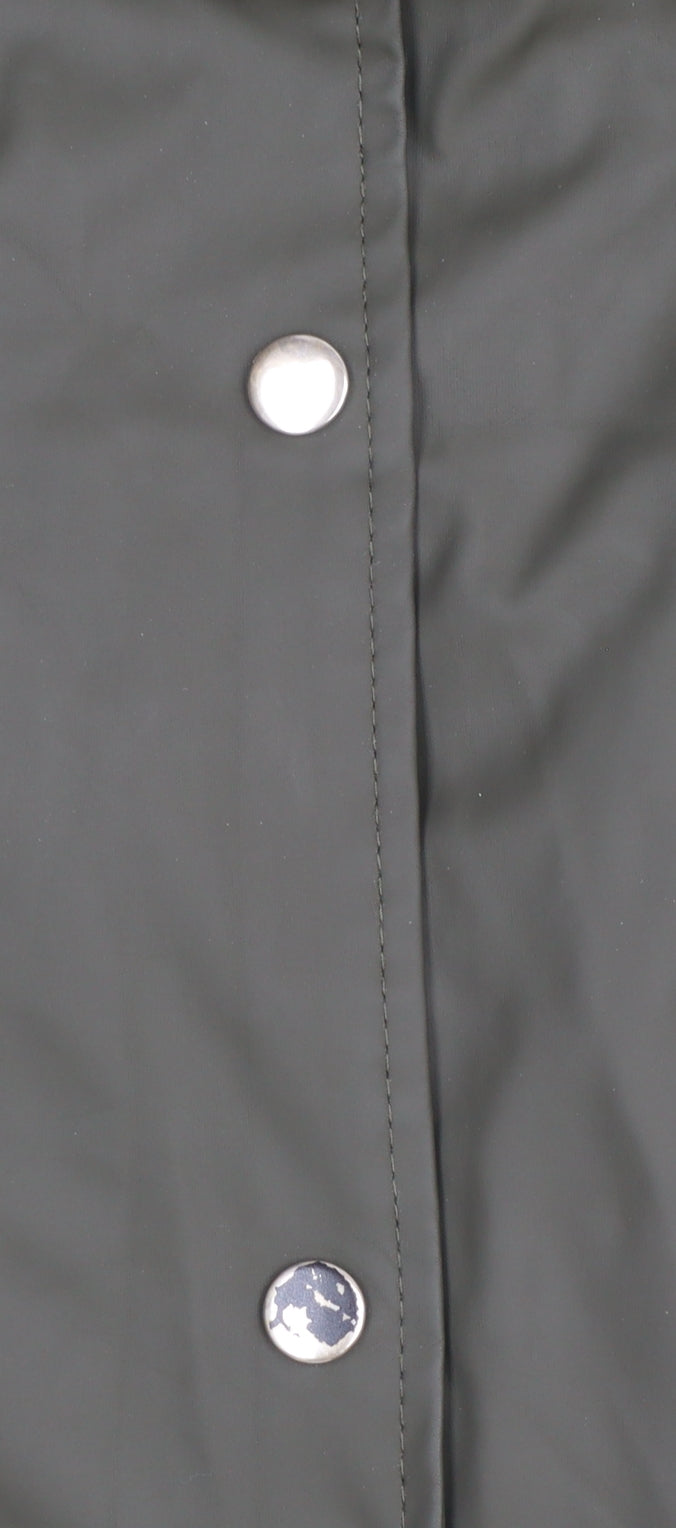 Brave Soul Women's Green XS 8 Hooded Waterproof Mid-Length Rain Coat