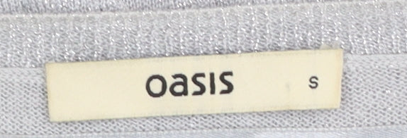 Oasis Womens Grey Floral Metallic Pullover Jumper Size S