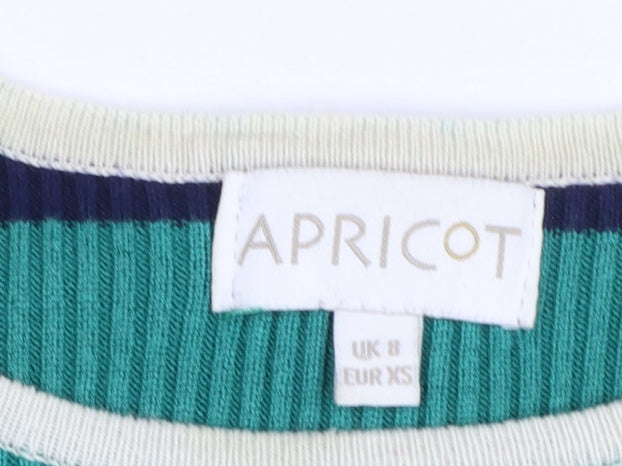 Apricot Women Green Striped Bodycon Midi Knit Dress Size 8