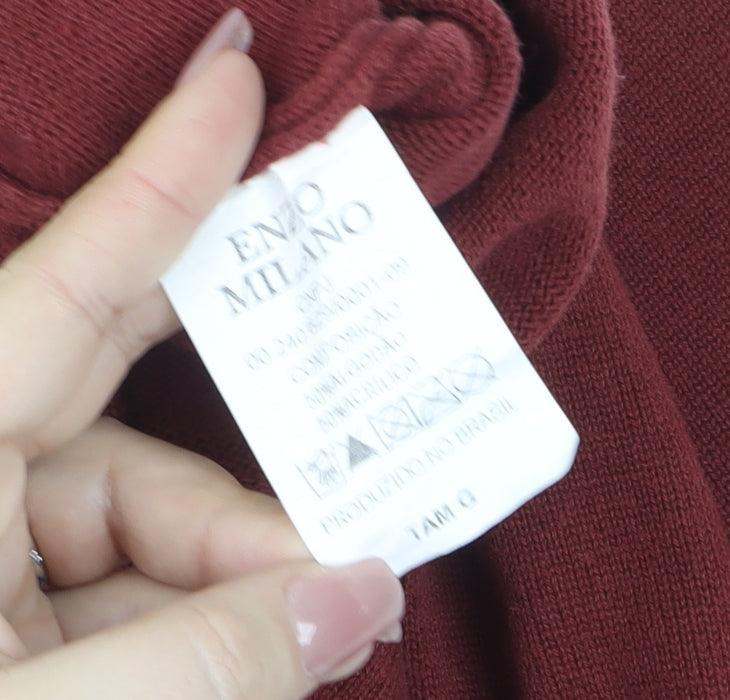 Enzo Milano Men's Red V-Neck Cotton Blend Jumper Size L