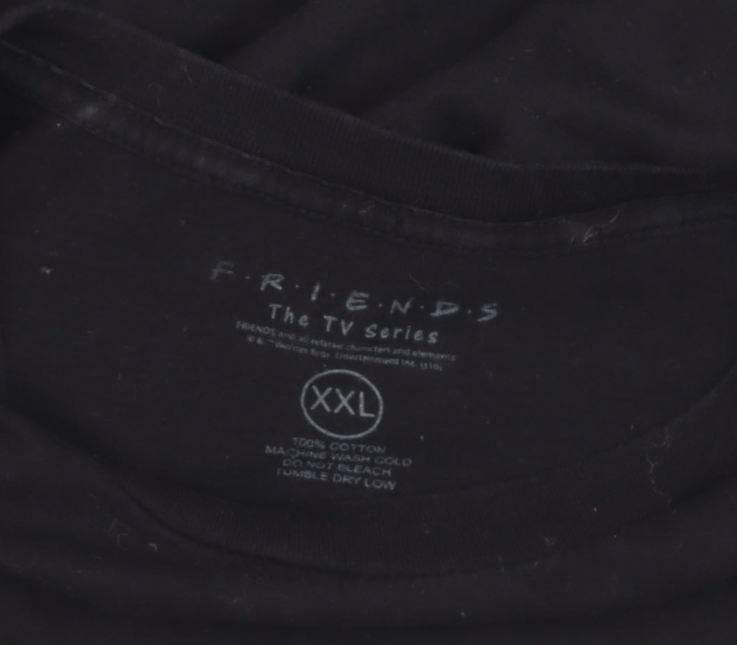 Friends TV Series Black Cotton T-Shirt XXL Men's Relaxed Fit