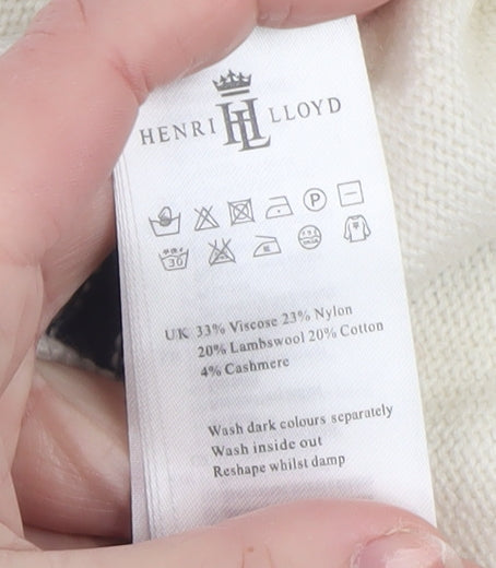 Henri Lloyd Women's Ivory Striped Crew Neck Wool Blend Jumper M