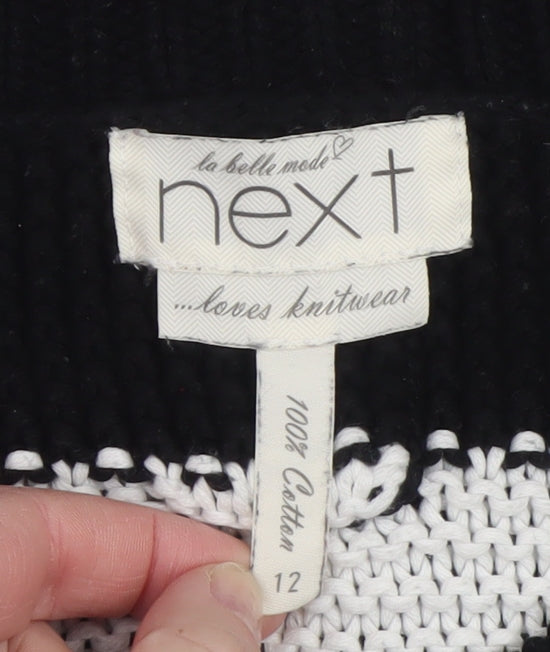 Next Womens Black & White Striped Cotton Jumper Size 12