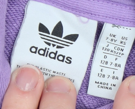Adidas Boys Purple Graphic Pullover Hoodie 7-8 Years Hooded Sweatshirt