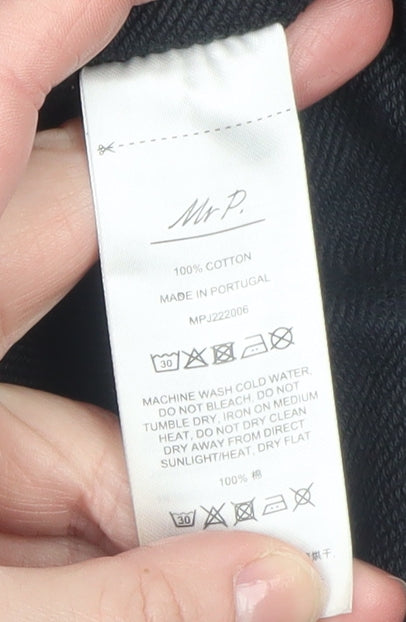Mr P. Men's Black Cotton Crew Neck Sweatshirt Size M Classic Fit