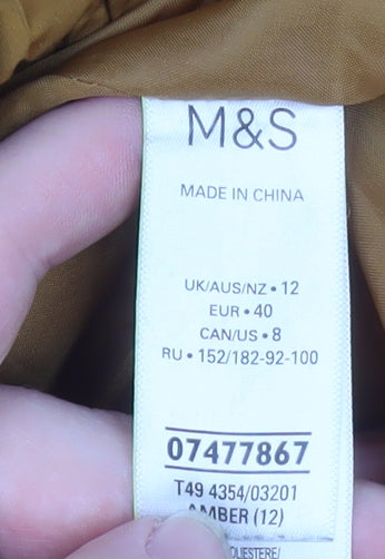 Marks & Spencer Women's Brown Hooded Puffer Jacket Size 12