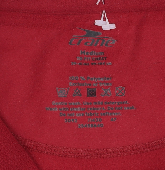 Crane Mens Red Fleece 1/4 Zip Pullover Sweatshirt Size M