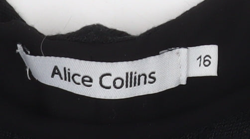 Alice Collins Women's Black Size 16 Tunic Blouse Bow Back Detail