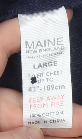 Maine New England Men's Blue Cotton Polo Shirt Size L Casual Top