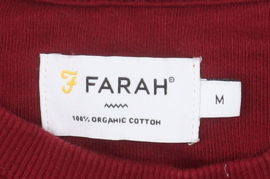 Farah Men's Red Crew Neck Pullover Sweatshirt Size M Cotton