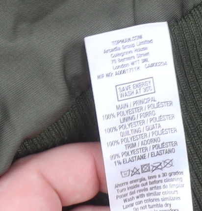 Topman Men's Green Bomber Jacket Size S Classic Polyester Lined
