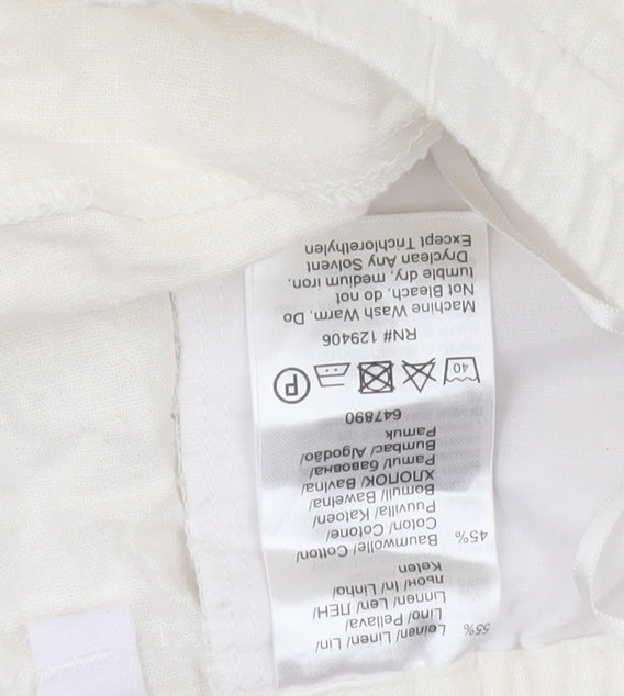 bpc bonprix collection Men's Ivory Linen Blend Drawstring Shorts Size 22
