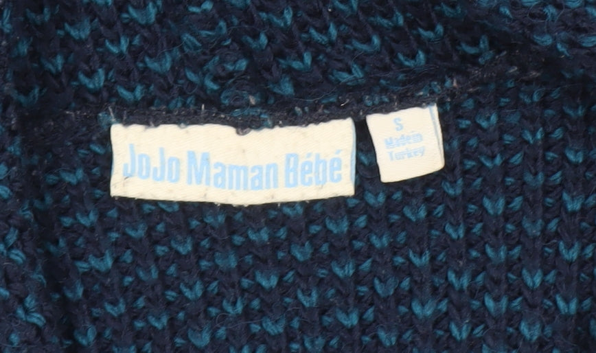 JoJo Maman Bébé Women's Blue Chunky Knit Belted Cardigan Size S