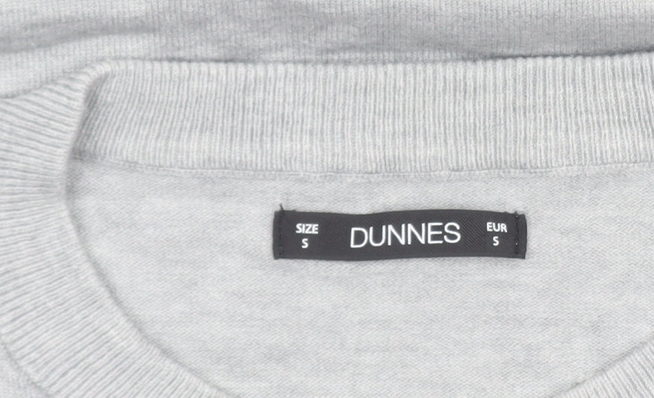 Dunnes Womens Grey Star Knit Crew Neck Pullover Jumper Size S