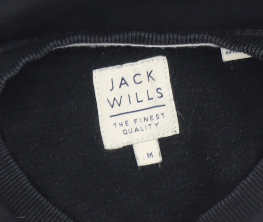 Jack Wills Men Black Medium Sweatshirt Pullover Crew Neck Fleece
