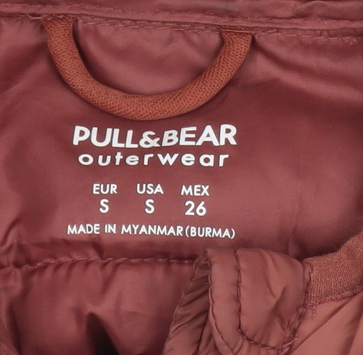 Pull&Bear Women Brown Hooded Puffer Jacket Size 8