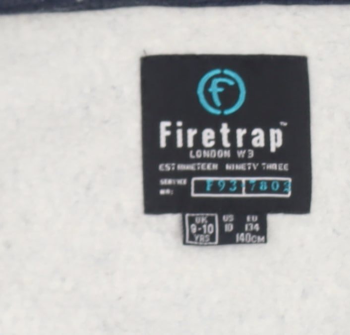 Firetrap Boys Navy Blue Full Zip Hoodie 9-10 Years Cotton Blend