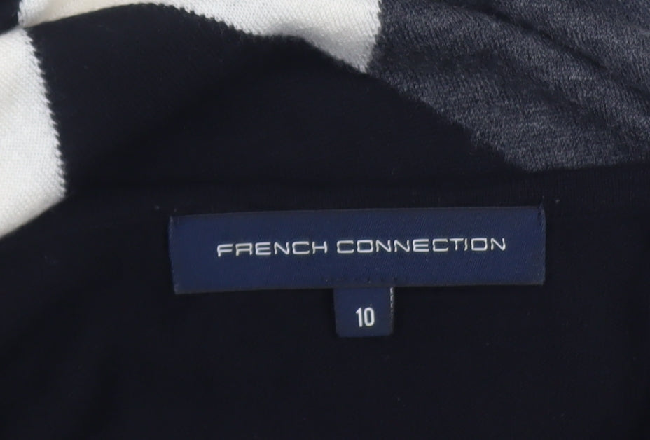 French Connection Women’s Black Grey Beige Knit Sheath Dress Size 10