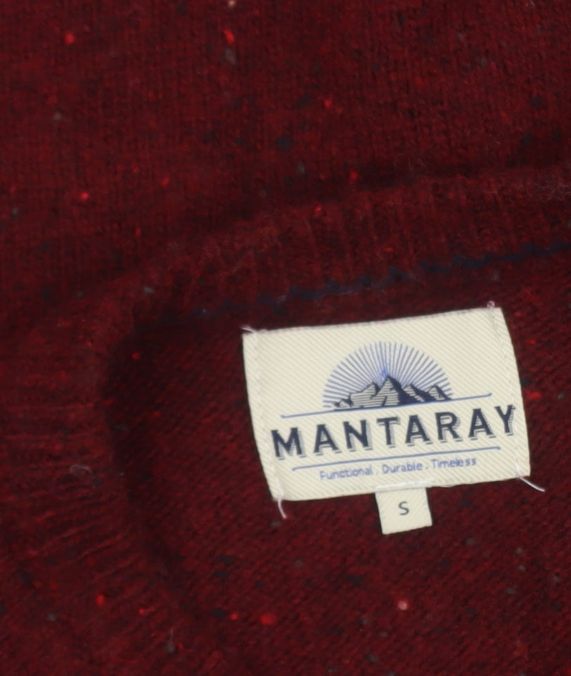 Mantaray Men's Red Wool Blend Crew Neck Jumper Size S