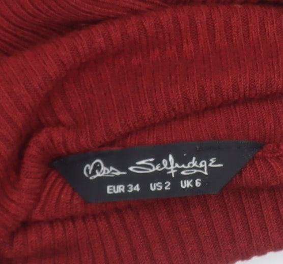 Miss Selfridge Womens Red Roll Neck Slim Fit Jumper Size 6