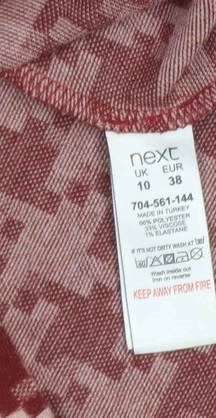 Next Women’s Red Geometric Mock Neck Tunic Top Size 10