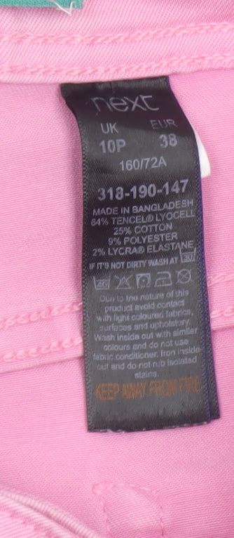 Next Women's Pink Slim Straight Jeans Size 10P Soft Stretch Denim