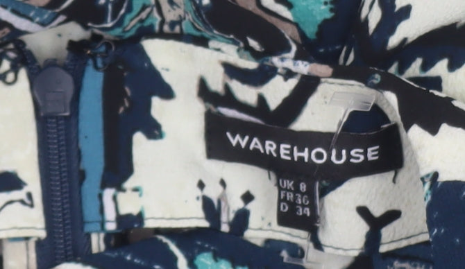 Warehouse Women’s Blue Geometric Shift Dress Size 8