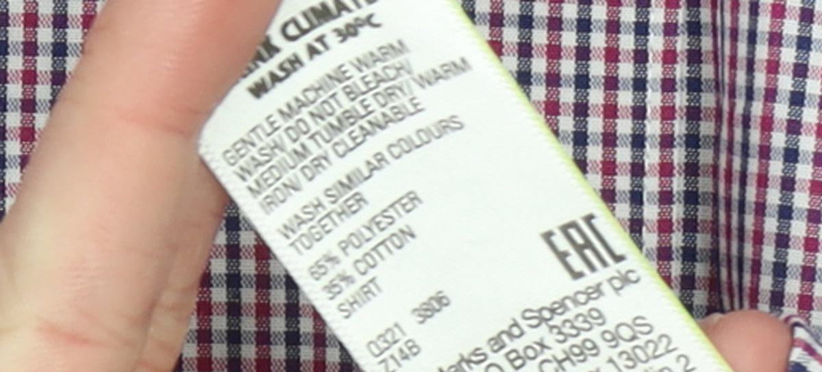 Marks & Spencer Men's Multicoloured Check Long Sleeve Button-Up Shirt Size 16 Regular