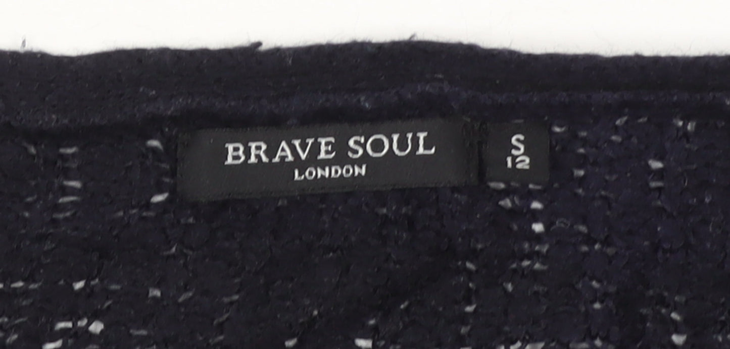 Brave Soul Women Black Open Knit Lightweight Cardigan Size S