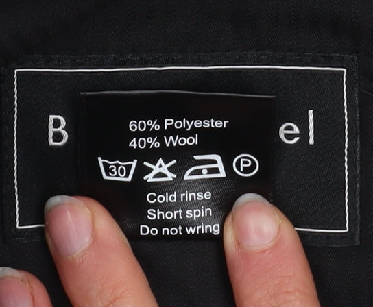 Black Label Peter Drew Men's Black 38L Pleated Wool Blend Dress Trousers