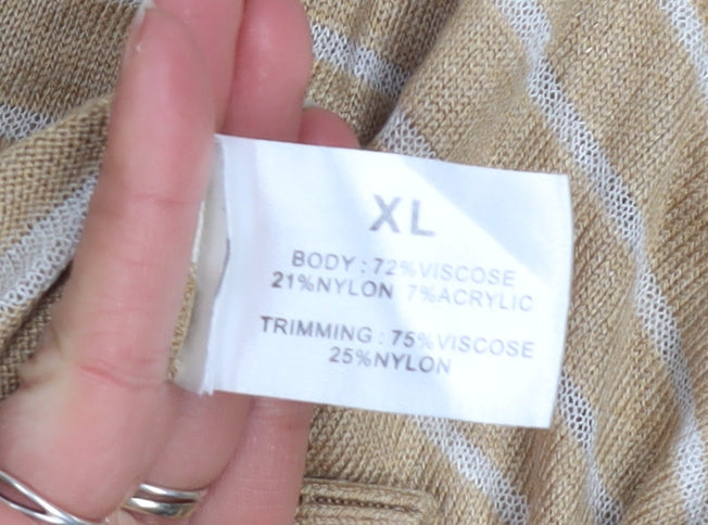 Maison de Nimes Women’s Beige Striped Crew Neck Pullover Jumper XL