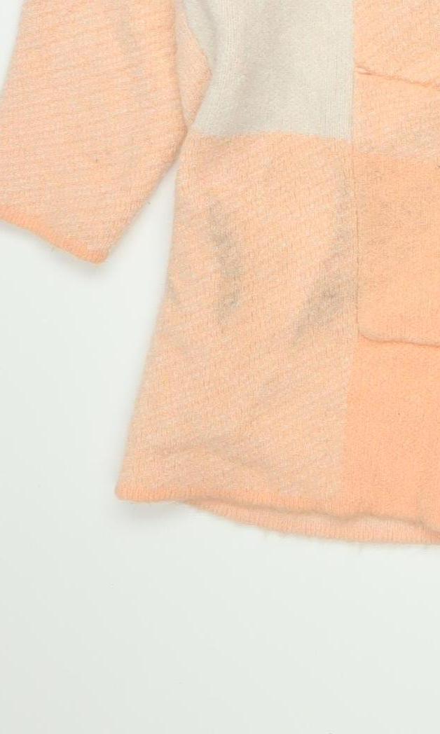Centigrade Womens Peach Check Hooded Cardigan M Knit Open Front