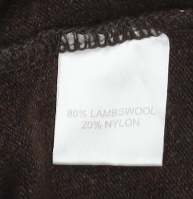 Puresun Womens Brown Wool Blend Hooded V-Neck Jumper Size 12
