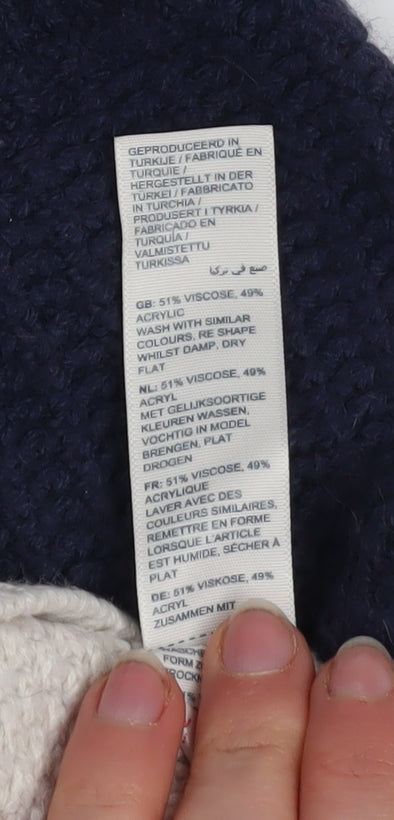 Fat Face Women Blue Ivory Crew Neck Long Sleeve Pullover Jumper Size 8