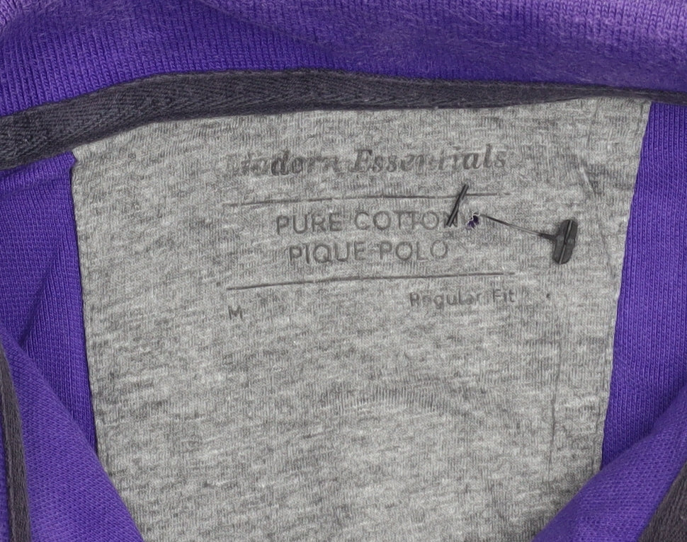 Modern Essentials Men's Purple Regular Fit Cotton Polo Shirt M