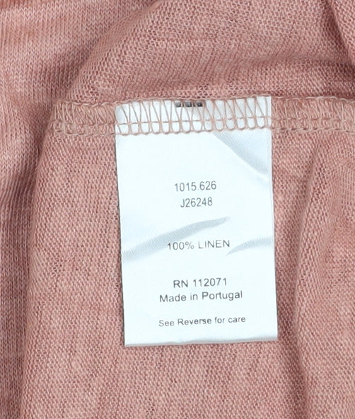 Jigsaw Women Pink Linen V-Neck Sleeveless T-Shirt Size L