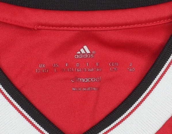 Adidas Manchester United Red Teens 13 Short Sleeve V-Neck Football T-Shirt