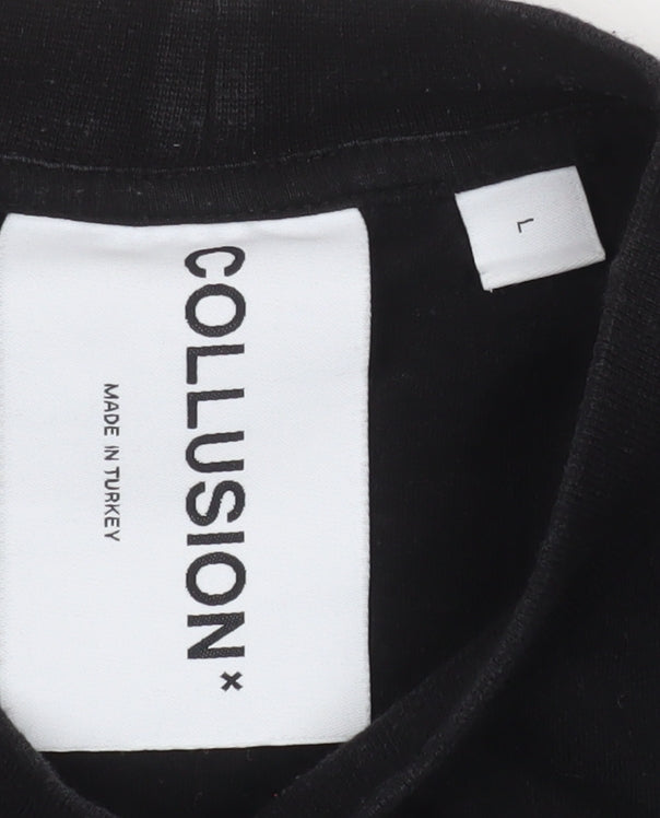 Collusion Men's Black Cotton Crew Neck Short Sleeve T-Shirt Size L