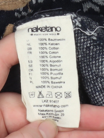 Naketano Men's Black Fair Isle High Neck Cotton Sweatshirt M