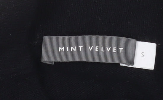 Mint Velvet Women's Black Mock Neck Wool Blend Relaxed Jumper Size S