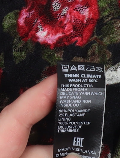 Marks & Spencer Womens Multicoloured Floral Lace Bodycon Dress Size 14