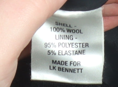 L.K. Bennett Women Black Wool Pencil Skirt Size 14 Knee Length
