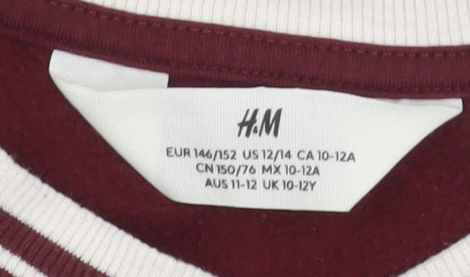 H&M Girls Burgundy Harry Potter Varsity Jacket 11-12 Years Cotton Blend