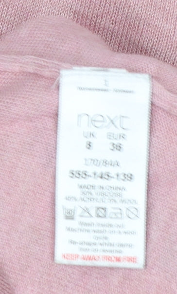 Next Women’s Pink Lace Trim Crew Neck Knit Jumper Size 8