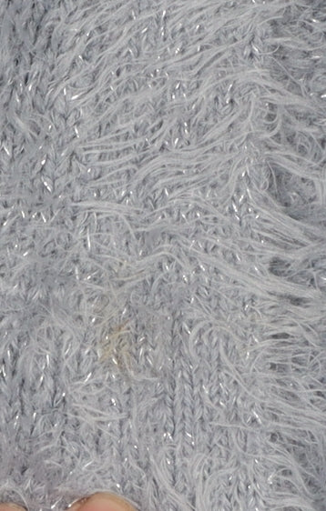 Oasis Women’s Grey Fluffy Knit V-Neck Cardigan Size S