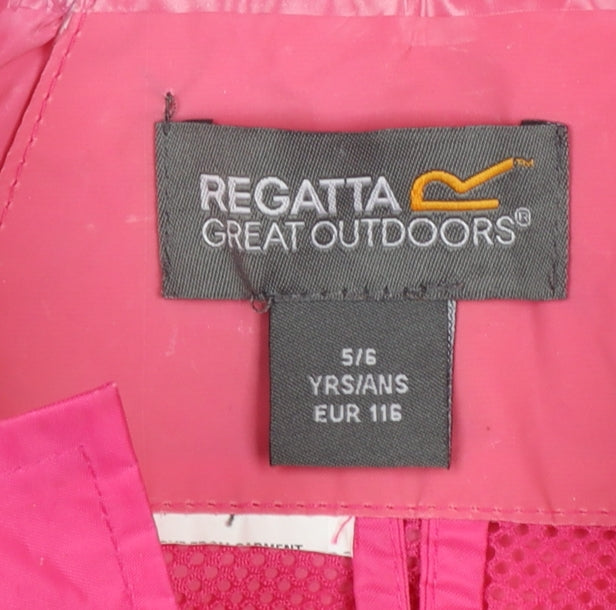 Regatta Girls Pink Hooded Lightweight Rain Coat 5-6 Years Waterproof Jacket