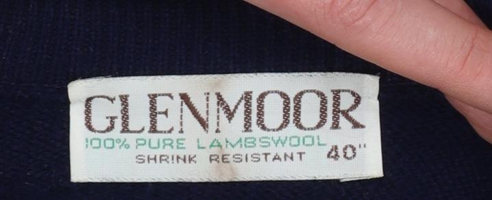 Glenmoor Men’s Navy Blue Wool Golf Pullover Jumper M V-Neck Embroidered
