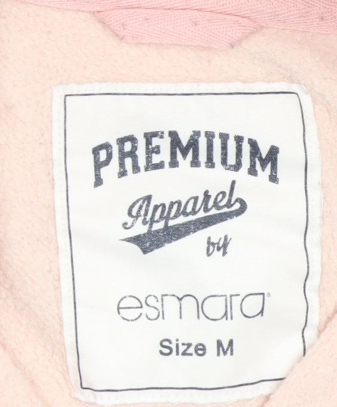 ESMARA Women's Pink Full Zip Sweatshirt M Floral Graphic Print