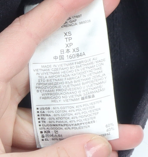 Gap Womens Black Asymmetric Zip Sweatshirt XS Cotton Blend
